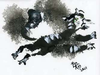 El gato de tinta que salta
