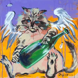Ángel gato de fiesta