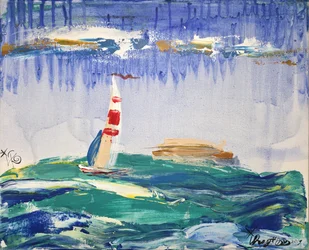 Un velero sobre las olas