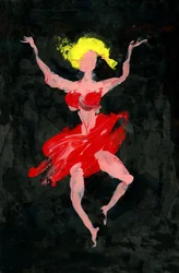 Bailarina de color rojo intenso