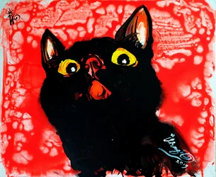 Vivo retrato de gato negro