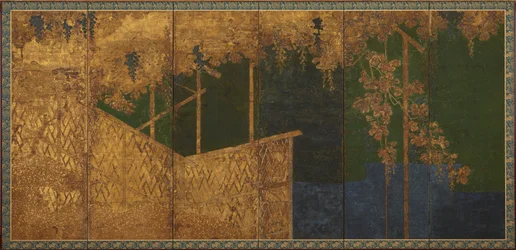 Vides fructíferas en un enrejado de bambú, período Momoyama, finales del siglo XVI