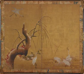 Garzas y viejo sauce, período Edo, principios del siglo XVII