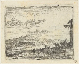 Paisaje italiano con coche en posada Pequeños paisajes (título de serie)
