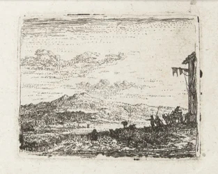 Paisaje italiano con coche en posada Pequeños paisajes (título de serie)