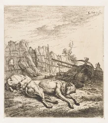 Perros de caza durmiendo Animales (título de la serie)