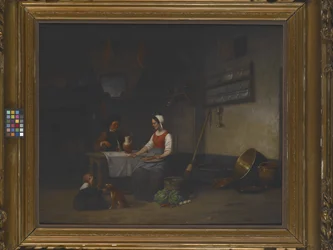 Escena interior, fecha desconocida (óleo sobre madera)