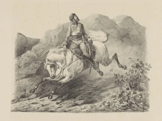 Soldado que huye a caballo