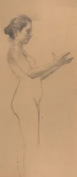 Desnudo Femenino con una Bandeja