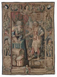 Antonio y Cleopatra (Antonio conquista Pelusium); tapiz, fecha desconocida (lana | lápiz)