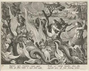La caza de serpientes de agua en la India
Escenas de caza (título de la serie)
Venationes Ferarum, auium, piscium pvgnae Bestiariorum (título de la serie)