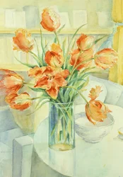 Tulipanes del artista en la sala de dibujo