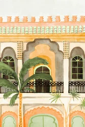 Edificio marroquí con palmeras