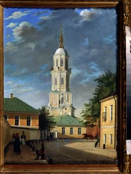 Krivokolenny pereulok a Moscou (Krivokolenny pereulok en Moscú). Pintura de Karl Petrovich Bodri (1812-1894). Huile sur toile, 55,3 x 39,7 cm