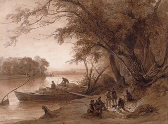 Campamento de las viajeros en el Missouri