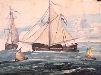 Cañonera cerca de Helvoet, Holanda