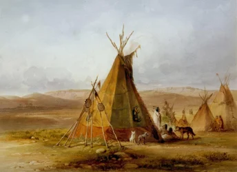 Campamento de los Assiniboin / Tipi / Karl Bodmer