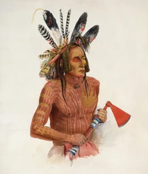 Mato-Tope, adornada con las insignias de sus hazañas guerreras