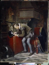 En la víspera de la noche de San Bartolomé - Arma (huno), Karl Fyodorovich (1830-1877) - 1868 - Óleo sobre lienzo - 115x89,5 - Museo Estatal Ruso, San Petersburgo