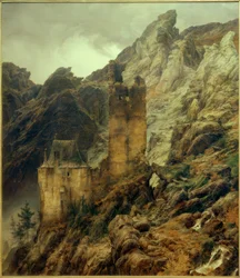 C.F.Lessing, Paisaje rocoso: Desfiladero con ruinas