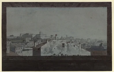 «Vista del Palacio del Quirinal y de una parte de Roma, dibujada desde la ventana de la vivienda de un amigo»