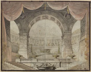 Armida. Ópera de Christoph Willibald Gluck. Proyecto para la 7.ª decoración. Salón de gala en el palacio de Armida