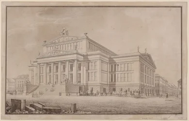 Berlín. Schauspielhaus en el Gendarmenmarkt. Vista en perspectiva