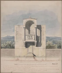 Bonn. Proyecto para el monumento funerario de Barthold Georg Niebuhr, con retrato en relieve del matrimonio