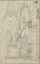 «Vista interior del transepto de la catedral de Milán» / Vista del crucero y del transepto norte de la catedral de Milán
