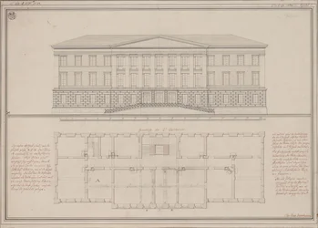 Ratibor (Racibórz). Proyecto para el tribunal regional superior. Alzado y planta