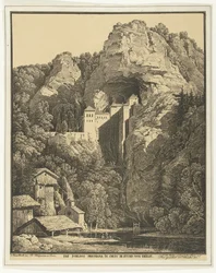 Castillo Prediama entre las rocas El Castillo Prediama en Crein XII Stund von Triest (título sobre el objeto)