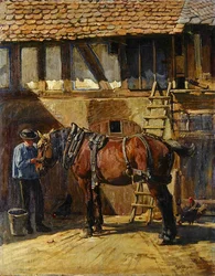 Granjero con caballo