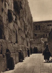 Jerusalén, lugar de los lamentos de los judíos (foto b/n)