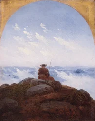 Errante en la cima de la montaña