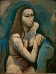 Niña en sillón azul