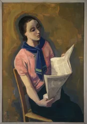 Niña leyendo el periódico