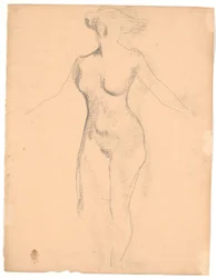 Modelo femenina desnuda de pie vista desde arriba