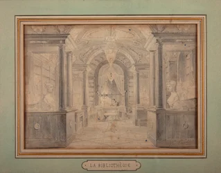 Napoleón trabajando en la biblioteca del Château de Malmaison, c.1806