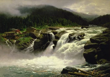 Cascada noruega, en Lofor en Valders, 1905