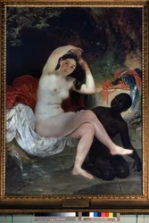 "Bethsabee au bain" (Bathsheba bañándose) Pintura de Karl Pavlovich Briullov (Brioullov) (1799-1852) 1832 Museo Estatal Ruso, San Petersburgo, Rusia