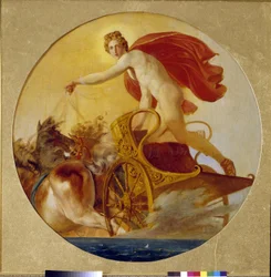Febo conduciendo los caballos del sol. Pintura de Karl Pavlovich Briullov (1499-1852), óleo sobre lienzo. Arte ruso del siglo XIX, romanticismo. Museo Estatal de Rusia, San Petersburgo.