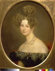Portrait de la princesse Frederique Charlotte Marie de Wurtemberg (1807-1873), grande duchesse Helene de Russie. (Retrato de Friederike Charlotte Marie de Wurttemberg, Gran Duquesa Pavlovna de Rusia). Pintura de Karl Pavlovich Briullov (Brioullov) (179