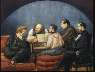 El compositor Michail I Glinka y sus amigos) (Retrato de grupo de K Briullov, M Glinka, Y Yanenko, N Kukolnik)