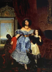 Retrato de la condesa Julia Samoilova con su hijastra Amazillia Pacini y un niño negro, 1832-1834