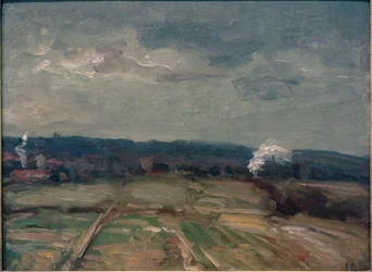 Paisaje con dos nubes de humo