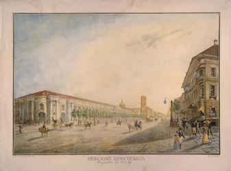 Vista de Nevsky Prospekt cerca del Gostiny Dvor en San Petersburgo, 1823