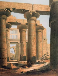 Vista interior de la Sala de Karnak". Litografía de Karl Richard Lepsius (1810-1884), egiptólogo prusiano. Sala Hipóstila del complejo del templo de Karnak en Tebas (Luxor).