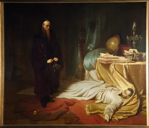 Baptiste Seni junto al cadáver de Wallenstein, de la trilogía Wallenstein de Friedrich Schiller