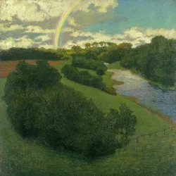 Paisaje con arco iris en Alster