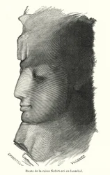 Busto de la antigua reina egipcia Nefertari, esposa de Ramsés el Grande, Abu Simbel
